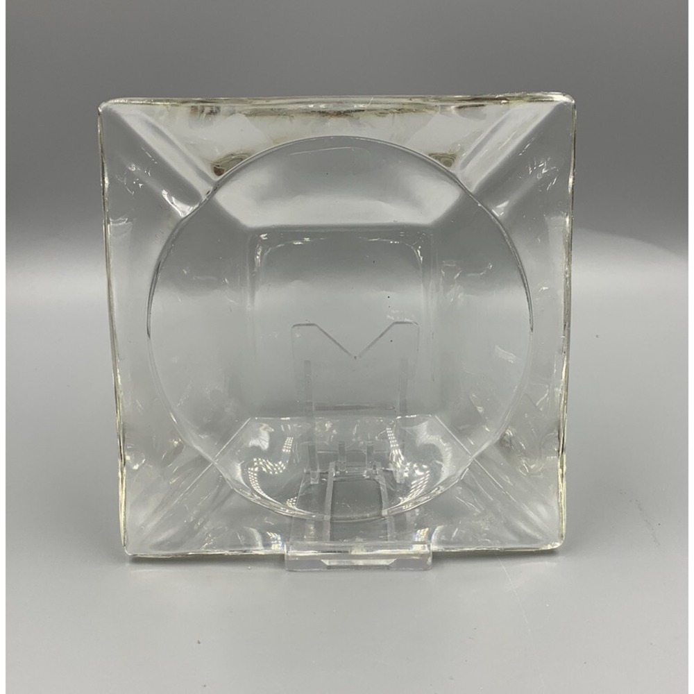 Vintage 5" Square Heavy Clear Cut Glass Cigar Cigarette Ashtray